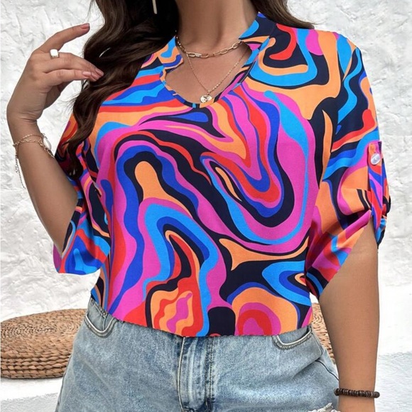 Modern print top, never worn, no tags - Picture 3 of 5